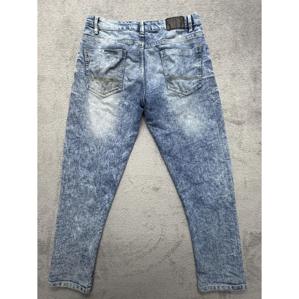 Southpole Jean Men Measured 32x29 Light Blue Acid Wash Skinny Tapered Streetwear